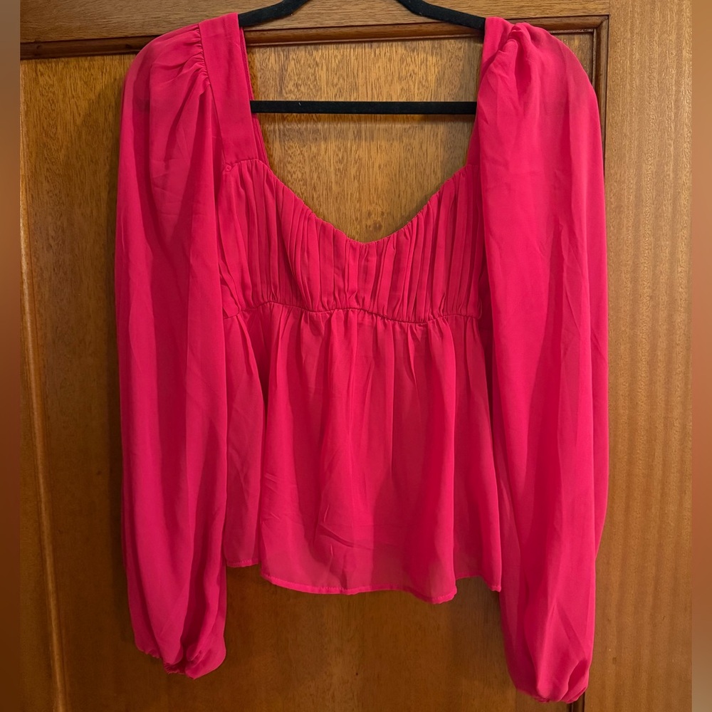 Abercrombie & Fitch Pink Ruched Long Sleeve Blouse